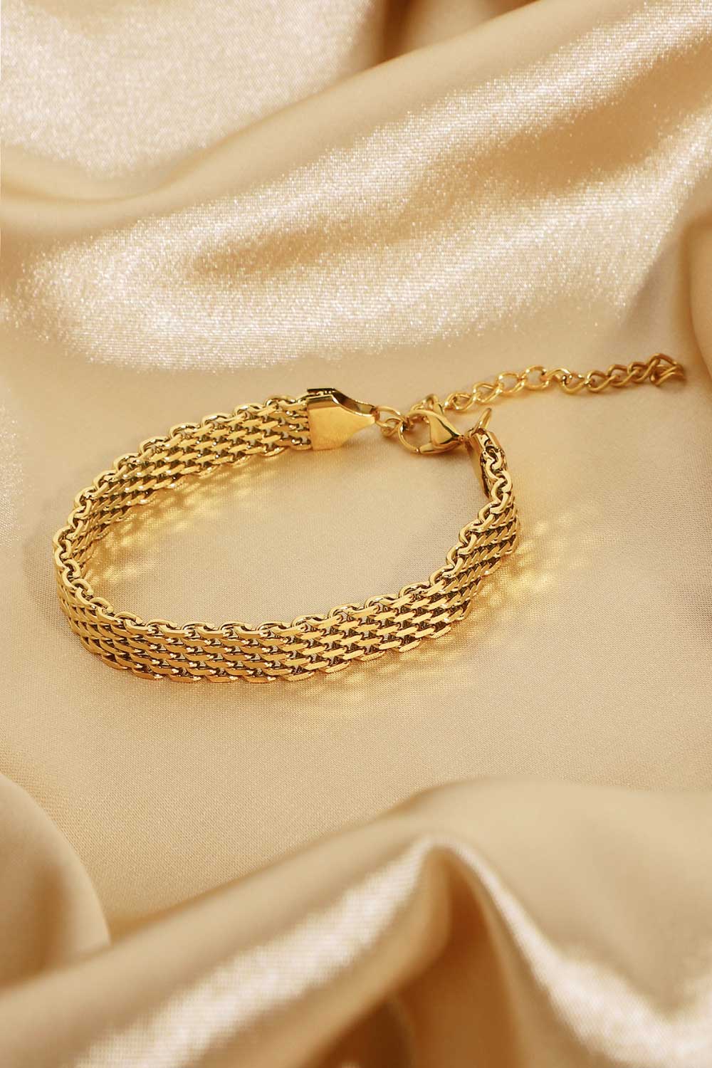 Gold-Plated Wide Chain Bracelet 18K